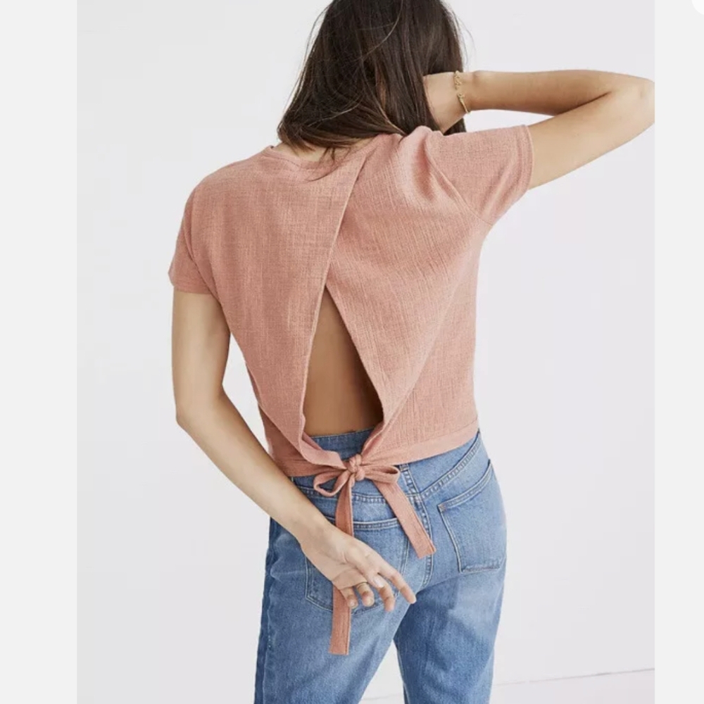 Madewell Crossover Tie Back Short Sleeve XS